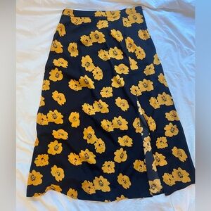ASOS Wednesday’s Girl Black and Marigold Yellow Midi Slit Skirt size Medium
